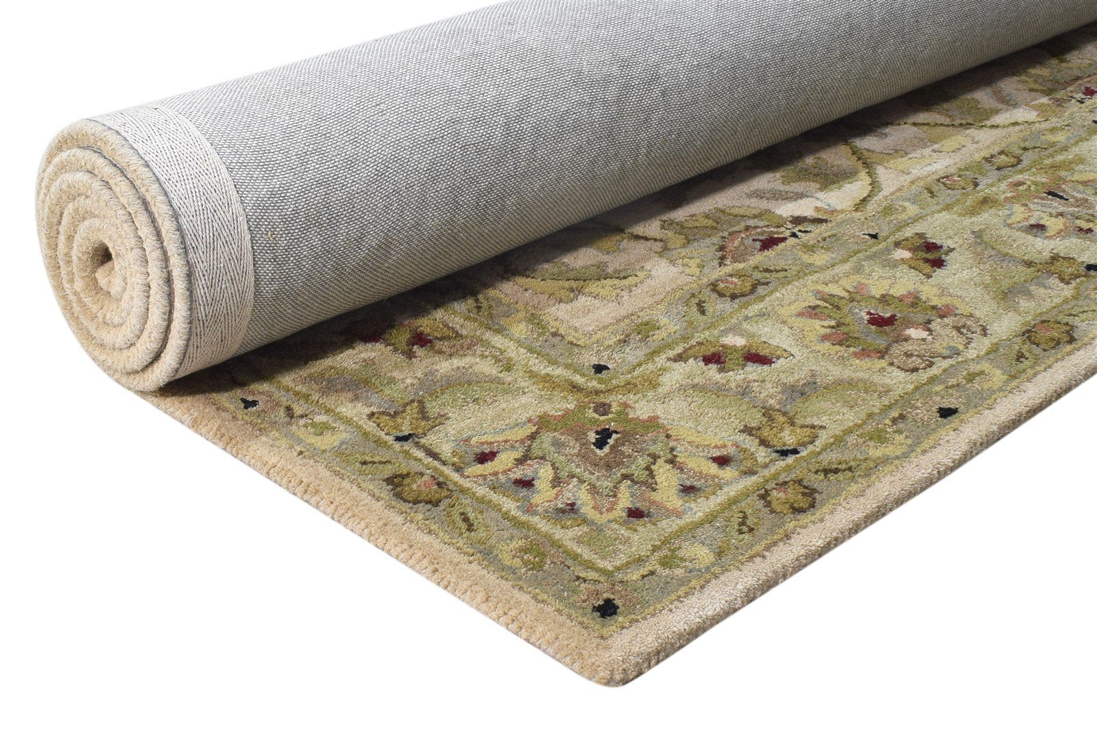 Hand Tufted Beige Wool Rug 5' X 8' Persian Kashan Oriental Room Size Carpet Area Rug