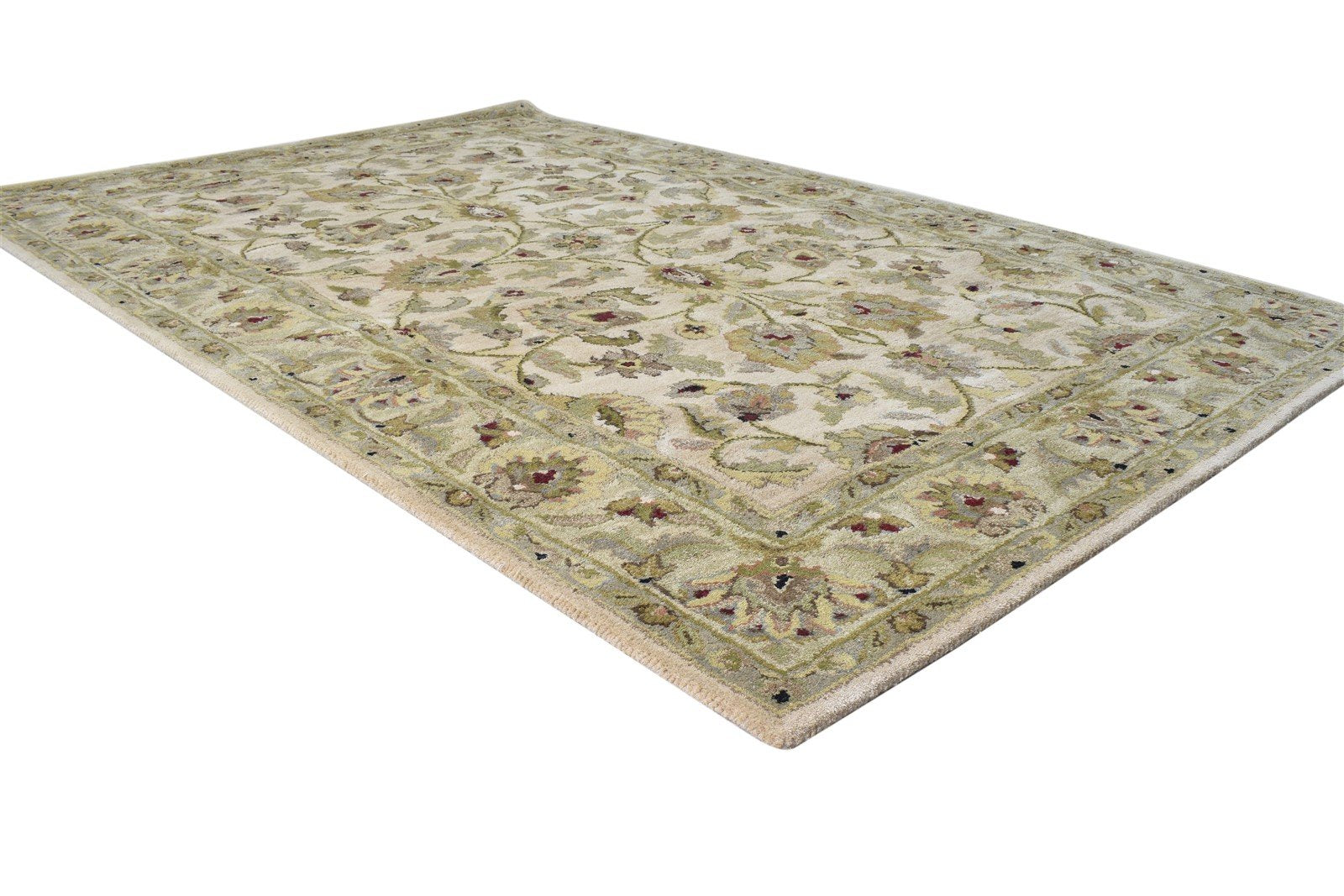 Hand Tufted Beige Wool Rug 5' X 8' Persian Kashan Oriental Room Size Carpet Area Rug