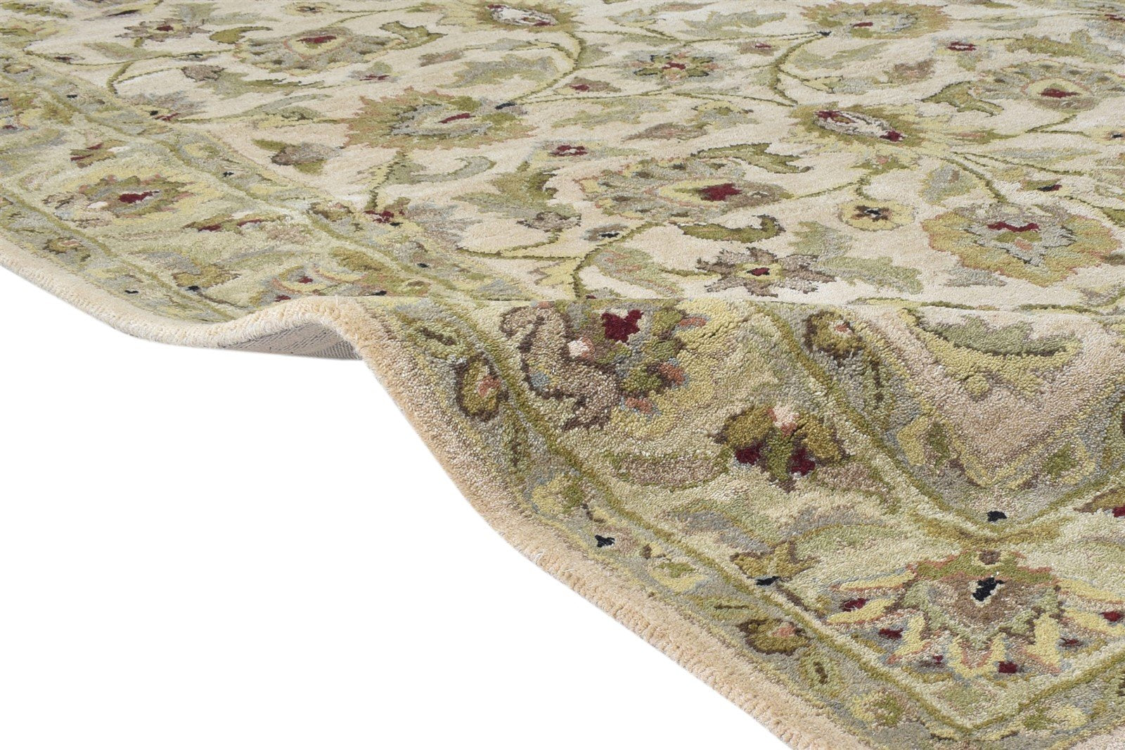 Hand Tufted Beige Wool Rug 5' X 8' Persian Kashan Oriental Room Size Carpet Area Rug