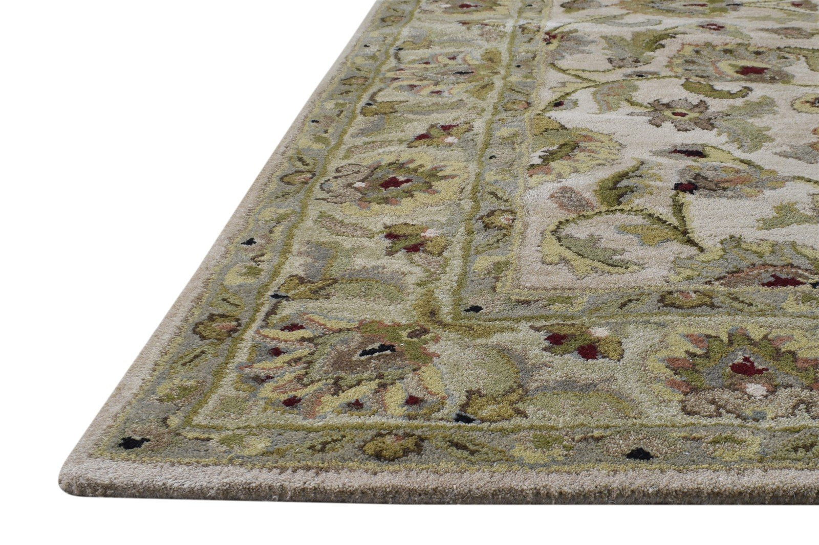 Hand Tufted Beige Wool Rug 5' X 8' Persian Kashan Oriental Room Size Carpet Area Rug