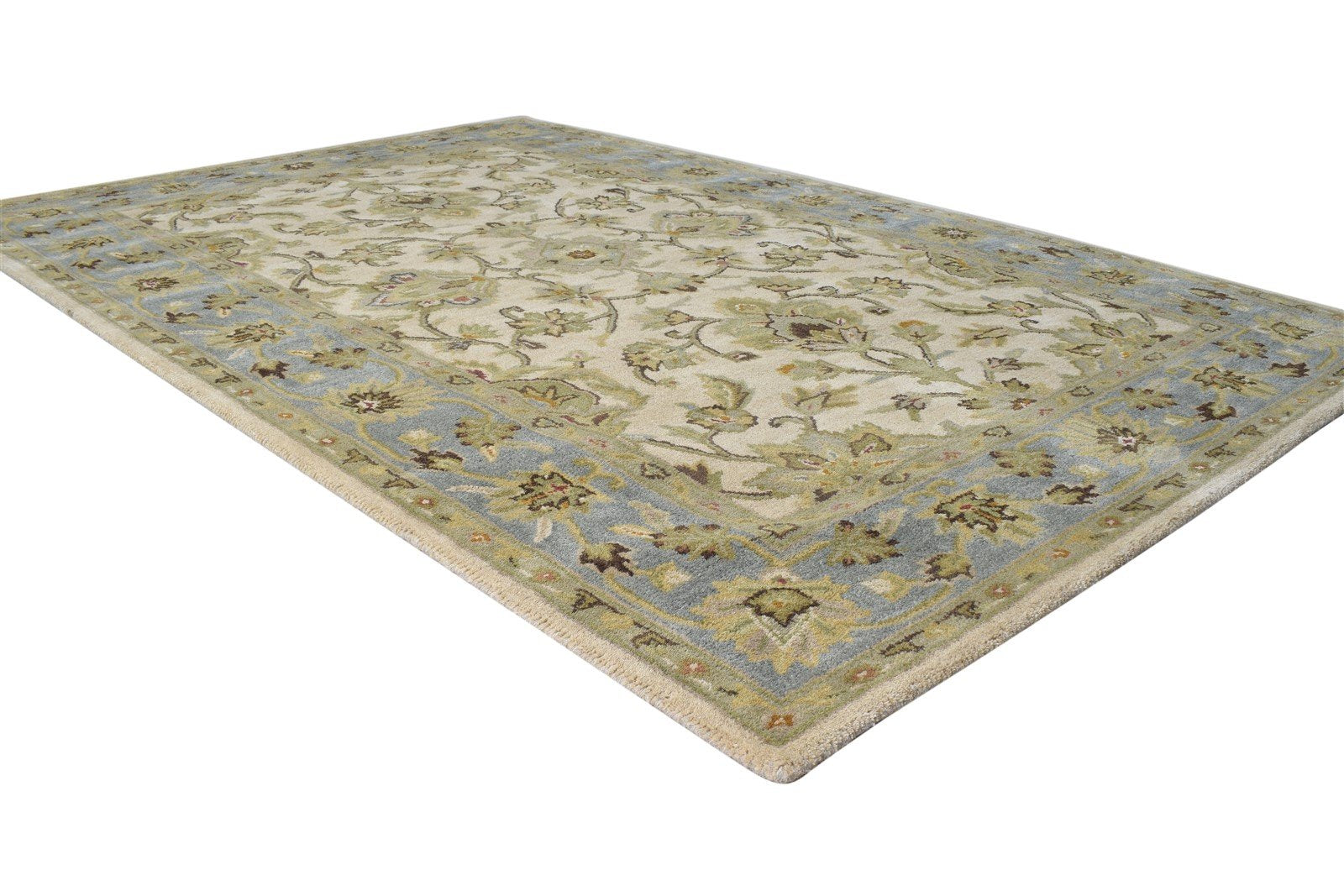 Hand Tufted Beige Wool Rug 5' X 8' Persian Kashan Oriental Room Size Carpet Area Rug