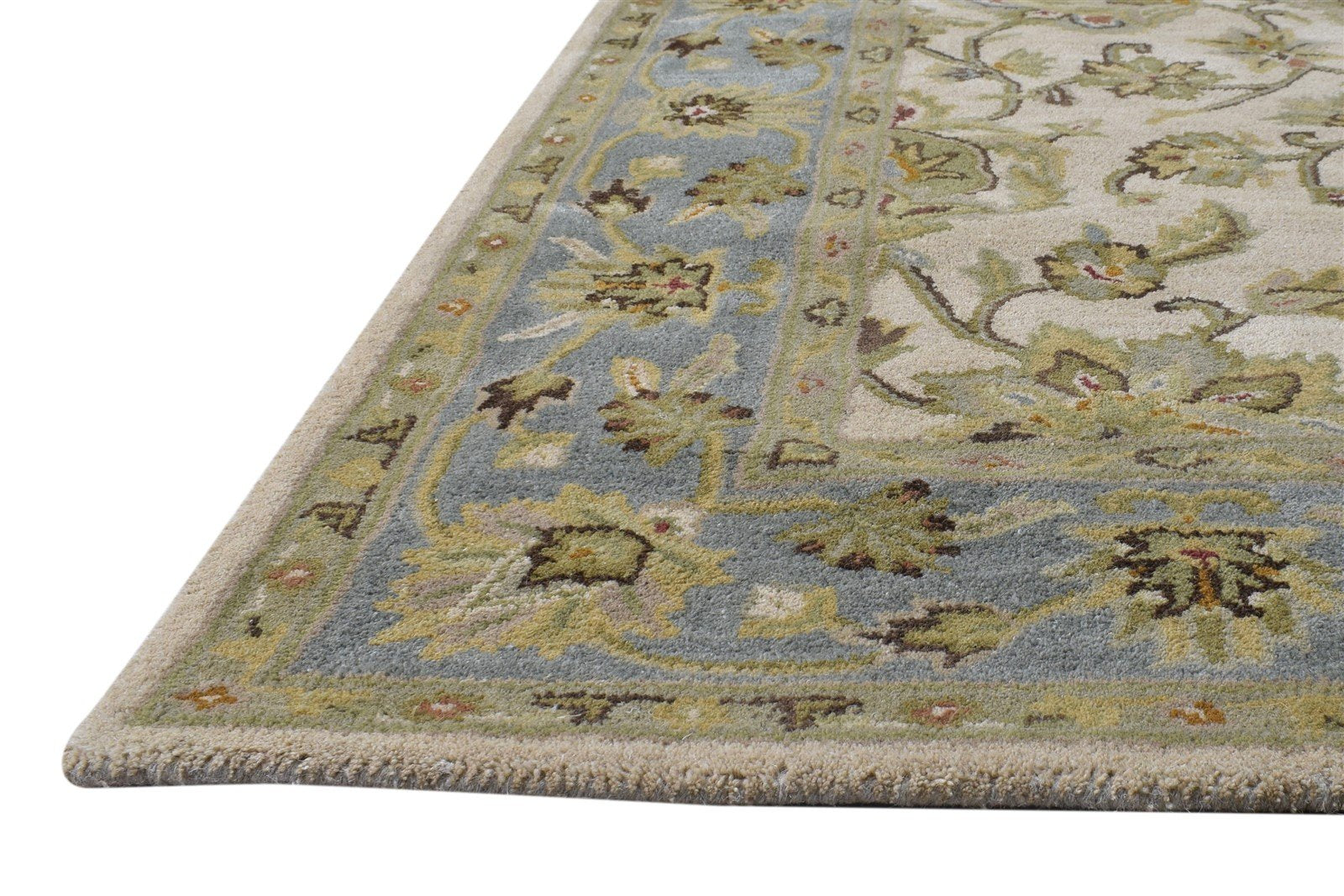 Hand Tufted Beige Wool Rug 5' X 8' Persian Kashan Oriental Room Size Carpet Area Rug