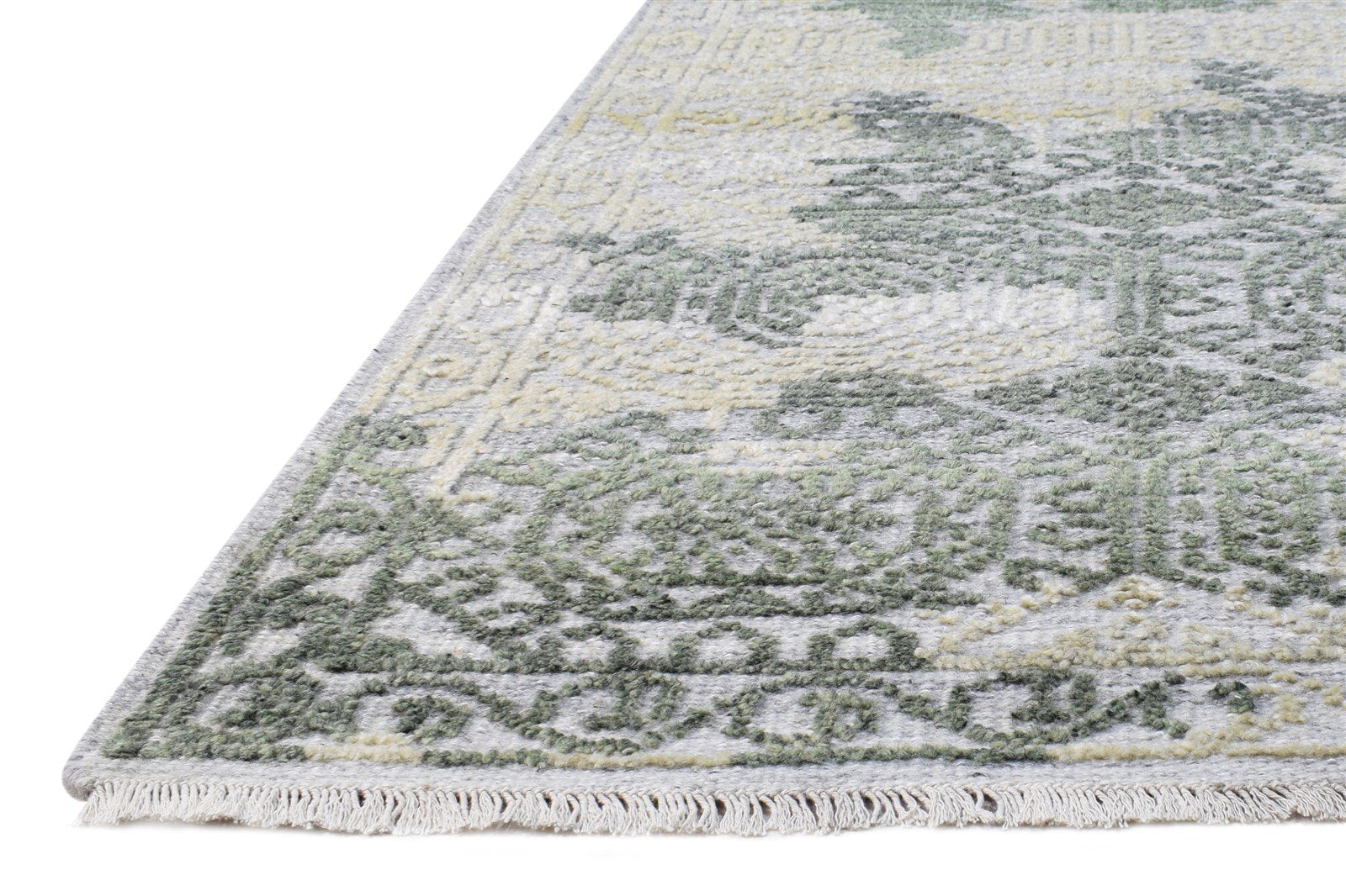 Hand Knotted Beige Wool Silk Rug 6X9 Modern Scandinavian Nordic Room Size Area Rug