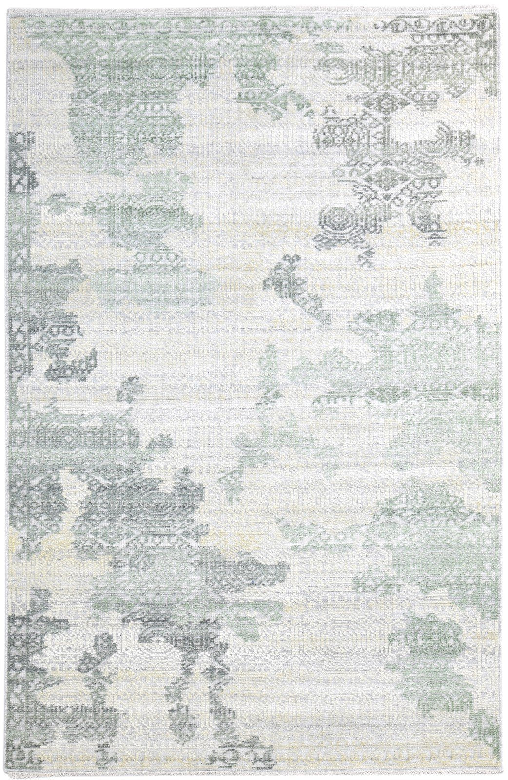 Hand Knotted Beige Wool Silk Rug 6X9 Modern Scandinavian Nordic Room Size Area Rug