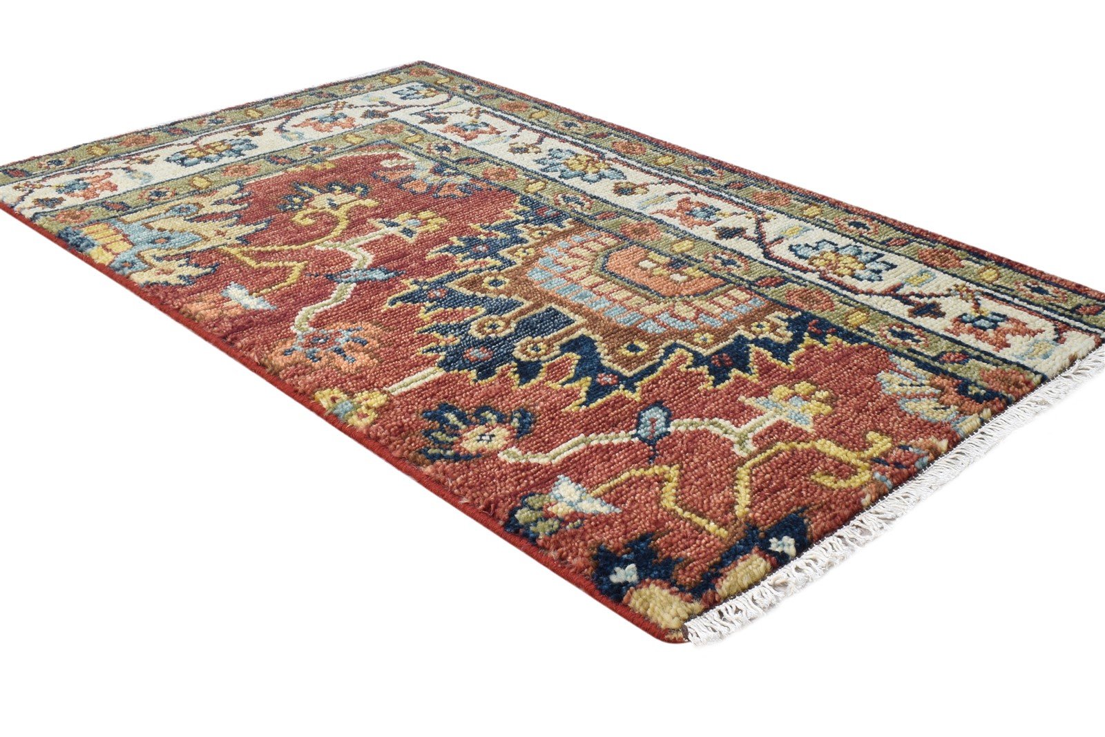 Hand Knotted Red New Zealand Wool Rug 3X4 Persian Oushak Oriental Small Carpet Area Rug