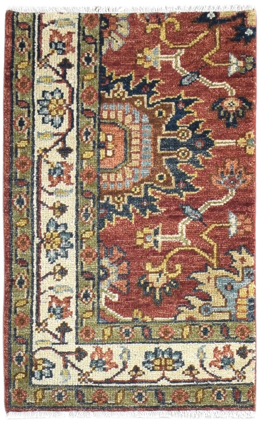 Hand Knotted Red New Zealand Wool Rug 3X4 Persian Oushak Oriental Small Carpet Area Rug