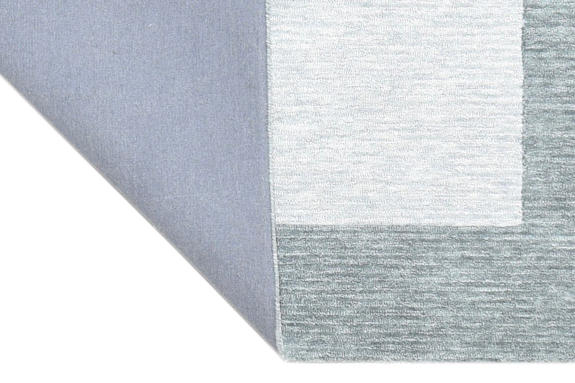 Wool Grey Rug 5' X 8' Modern Hand Tufted Scandinavian Bordered Room Size Carpet Area Rug