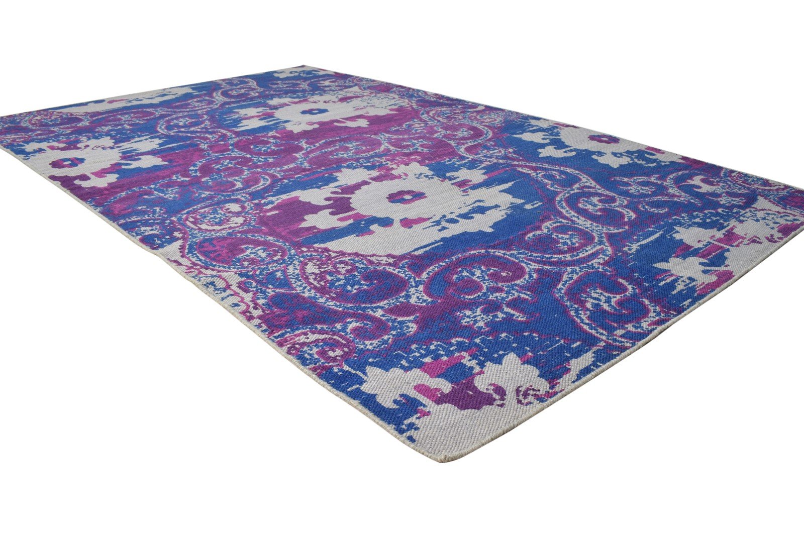 5' X 8' Rug Wool Purple Modern Dhurrie Bohemian Abstract Room Size Carpet Area Rug