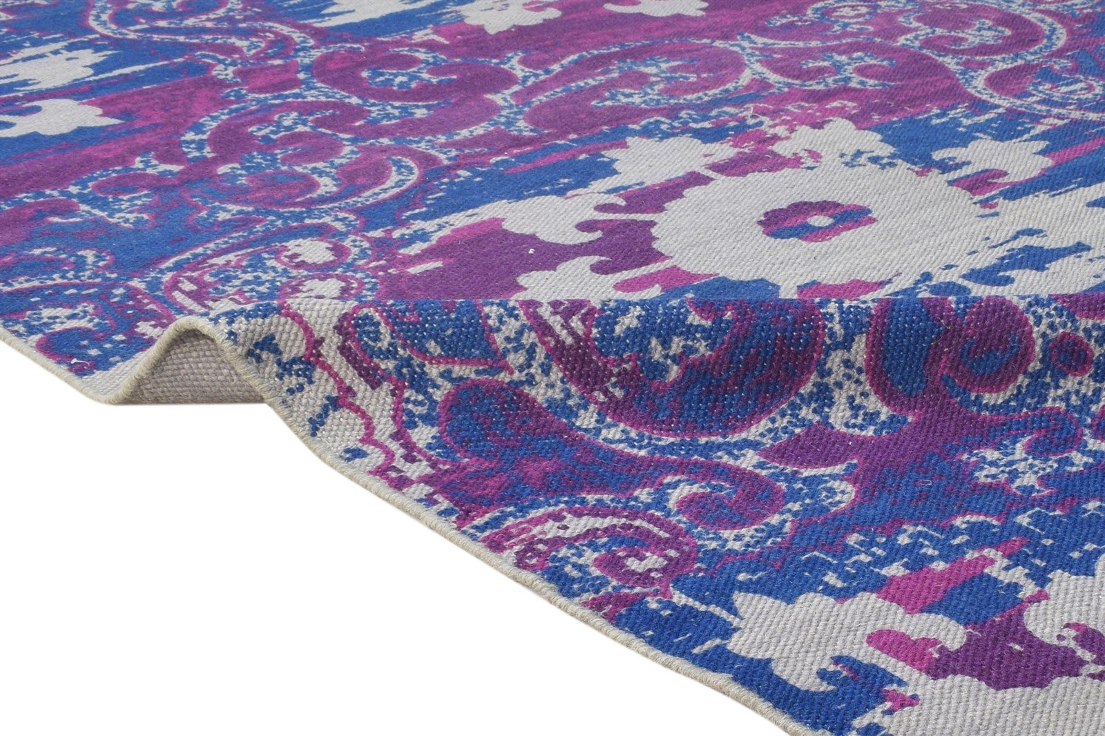 5' X 8' Rug Wool Purple Modern Dhurrie Bohemian Abstract Room Size Carpet Area Rug