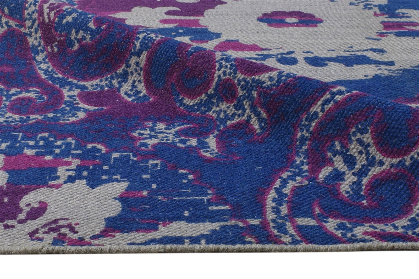 5' X 8' Rug Wool Purple Modern Dhurrie Bohemian Abstract Room Size Carpet Area Rug
