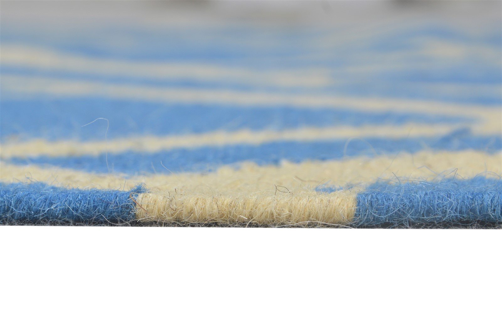 Blue Wool Rug 5' X 8' Modern Dhurrie Bohemian Abstract Room Size Carpet Area Rug
