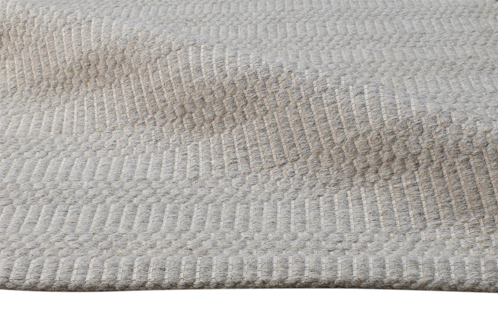 Dhurrie Beige Wool Rug 5' X 8' Modern Scandinavian Trellis Room Size Carpet Area Rug