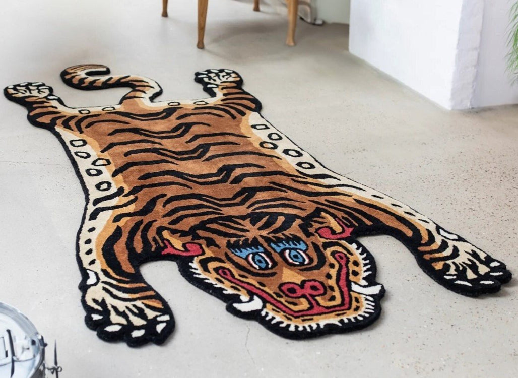 Handmade Tibetan Tiger Rug for living room bedroom, kids room, Fun Rug, Nursery Baby, Small Large gift for home