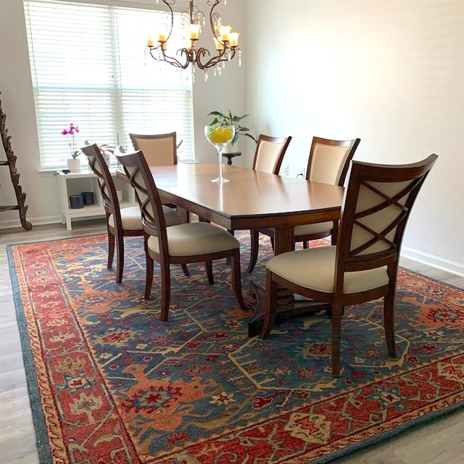 Wool Rug Handmade Persian-Style Area Rug Runner Oushak Channing Indigo Blue Rug Area Rug
