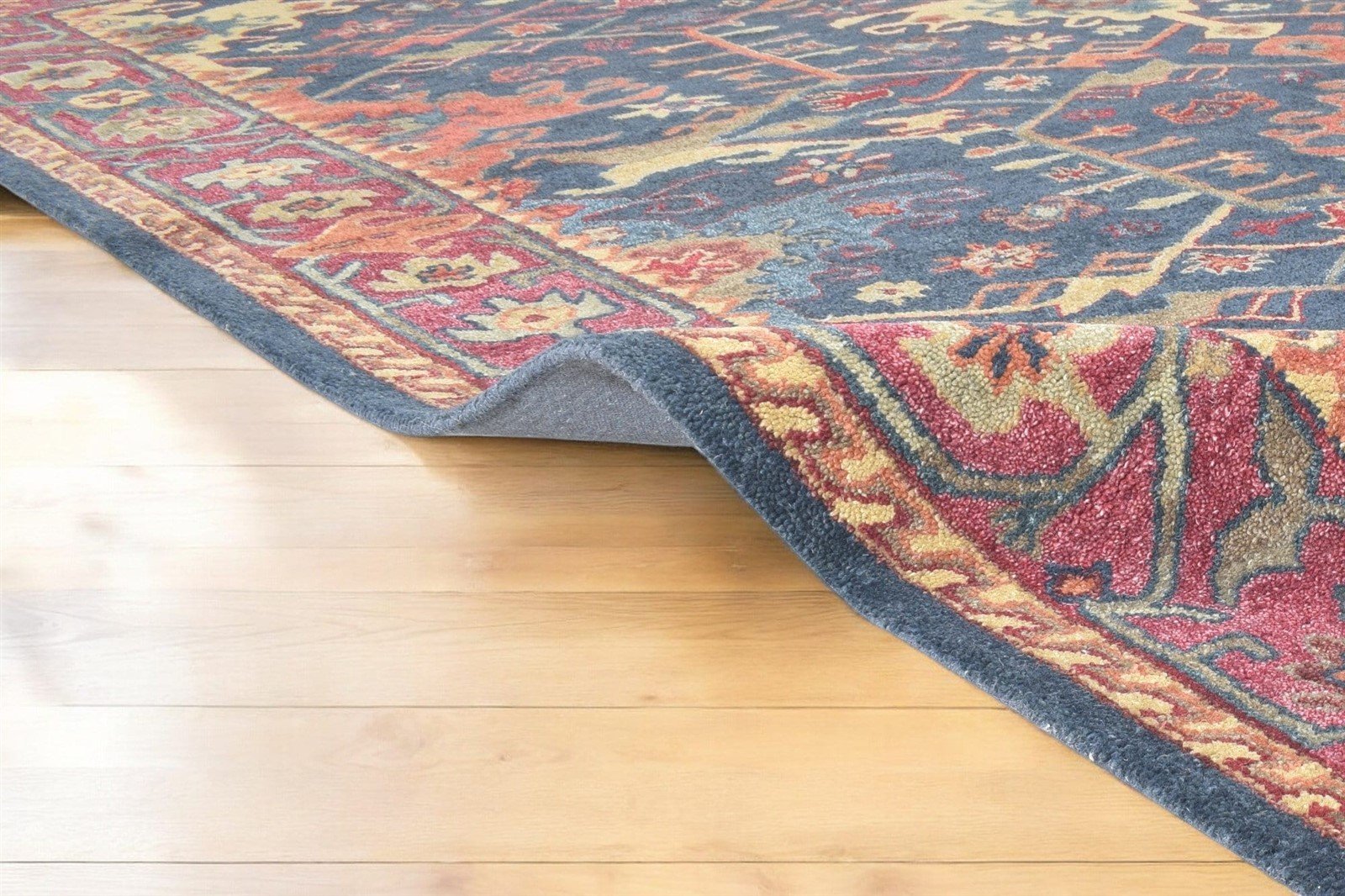 Wool Rug Handmade Persian-Style Area Rug Runner Oushak Channing Indigo Blue Rug Area Rug