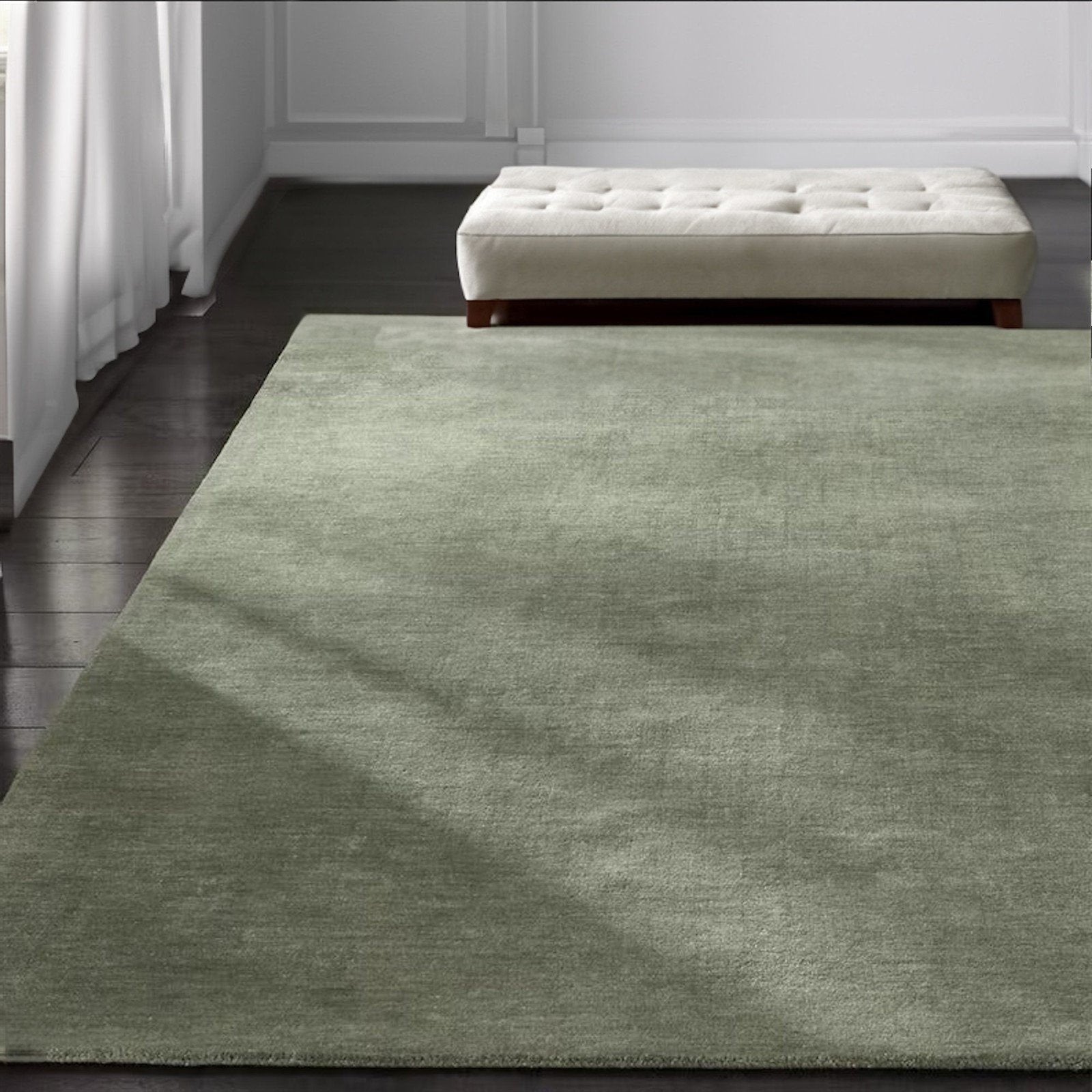 Solid Color Sage Green Area Rug for Bedroom Wool Rug for Living Room Baxter Rug Area Rug