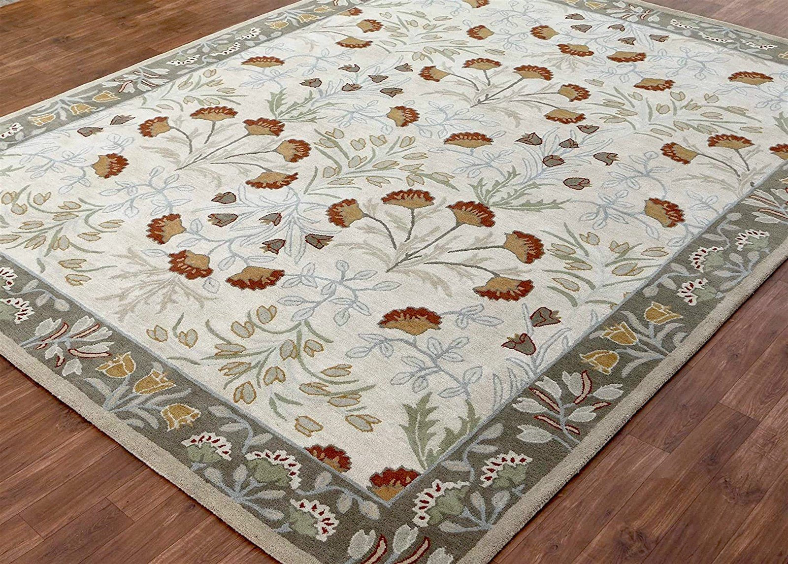 Handmade Wool Rug Floral Cream Persian Tufted Living Room Rug Adeline Rug Area Rug