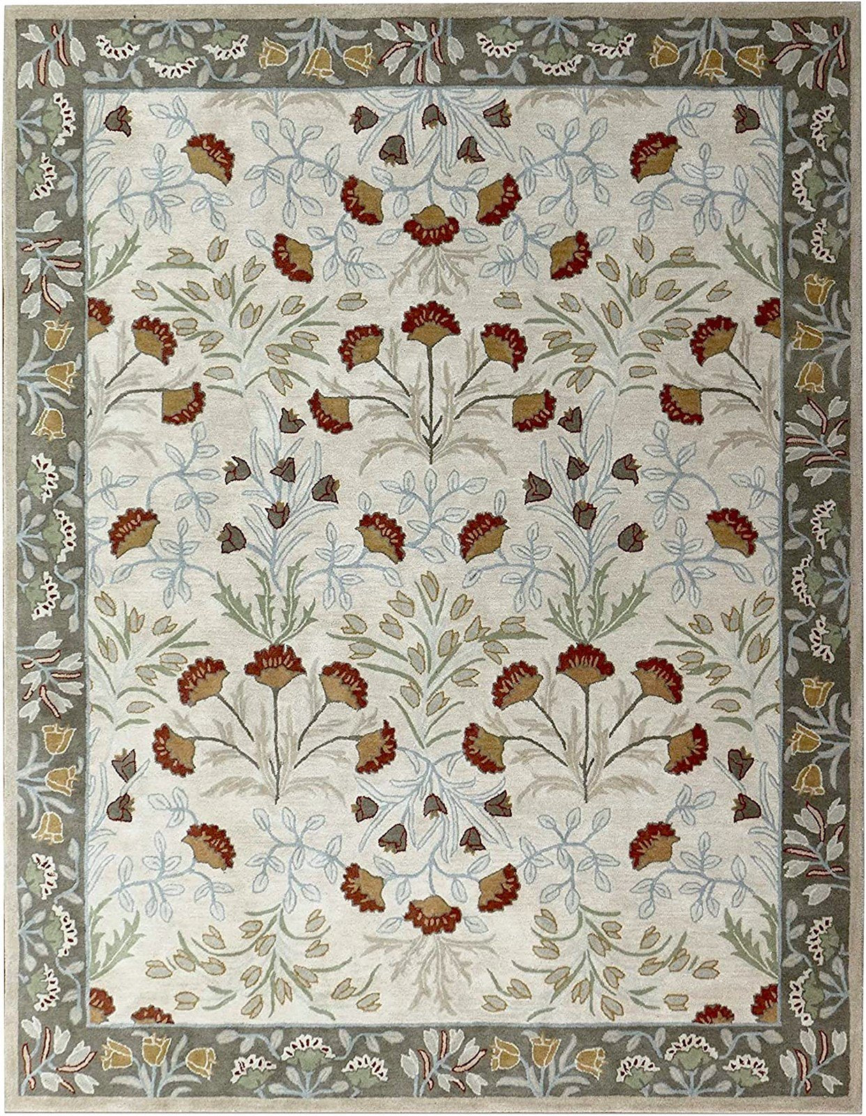 Handmade Wool Rug Floral Cream Persian Tufted Living Room Rug Adeline Rug Area Rug