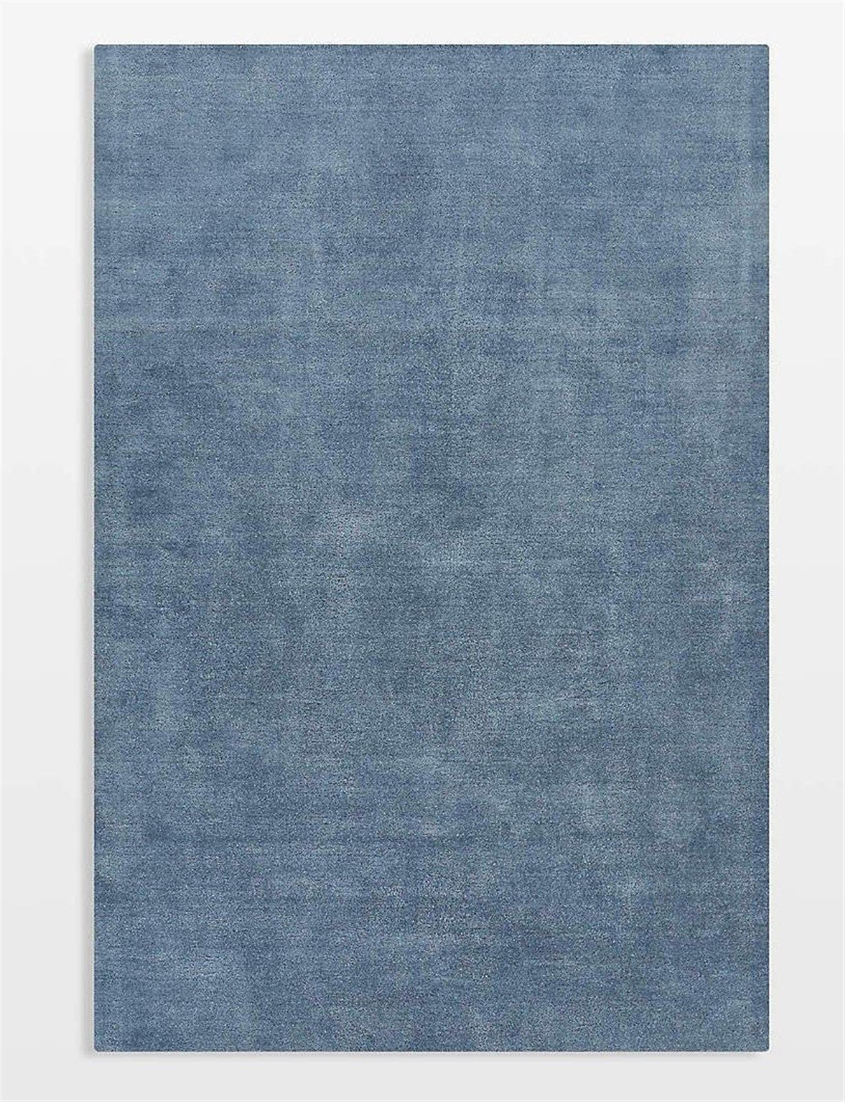 Modern Blue Area Rug Solid Color Plain Wool Rug Area Rug