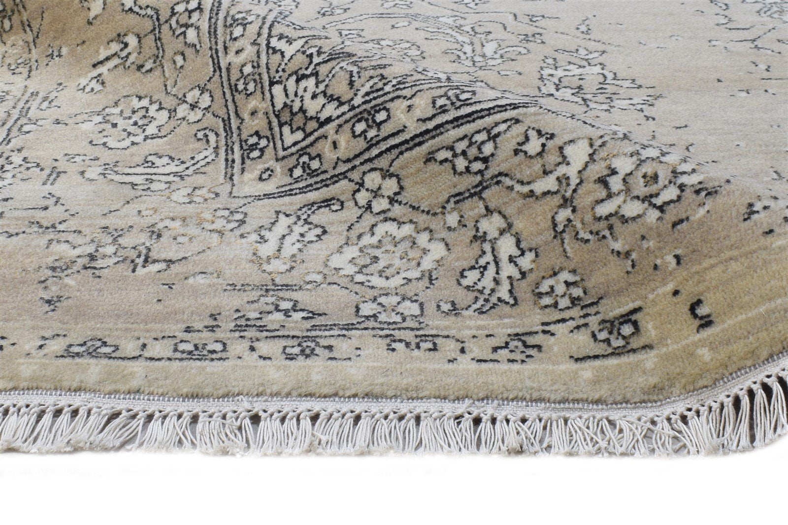 6X10 Rug Wool / Silk Beige Modern Hand Knotted Oriental Abstract Large Carpet 7864605048981