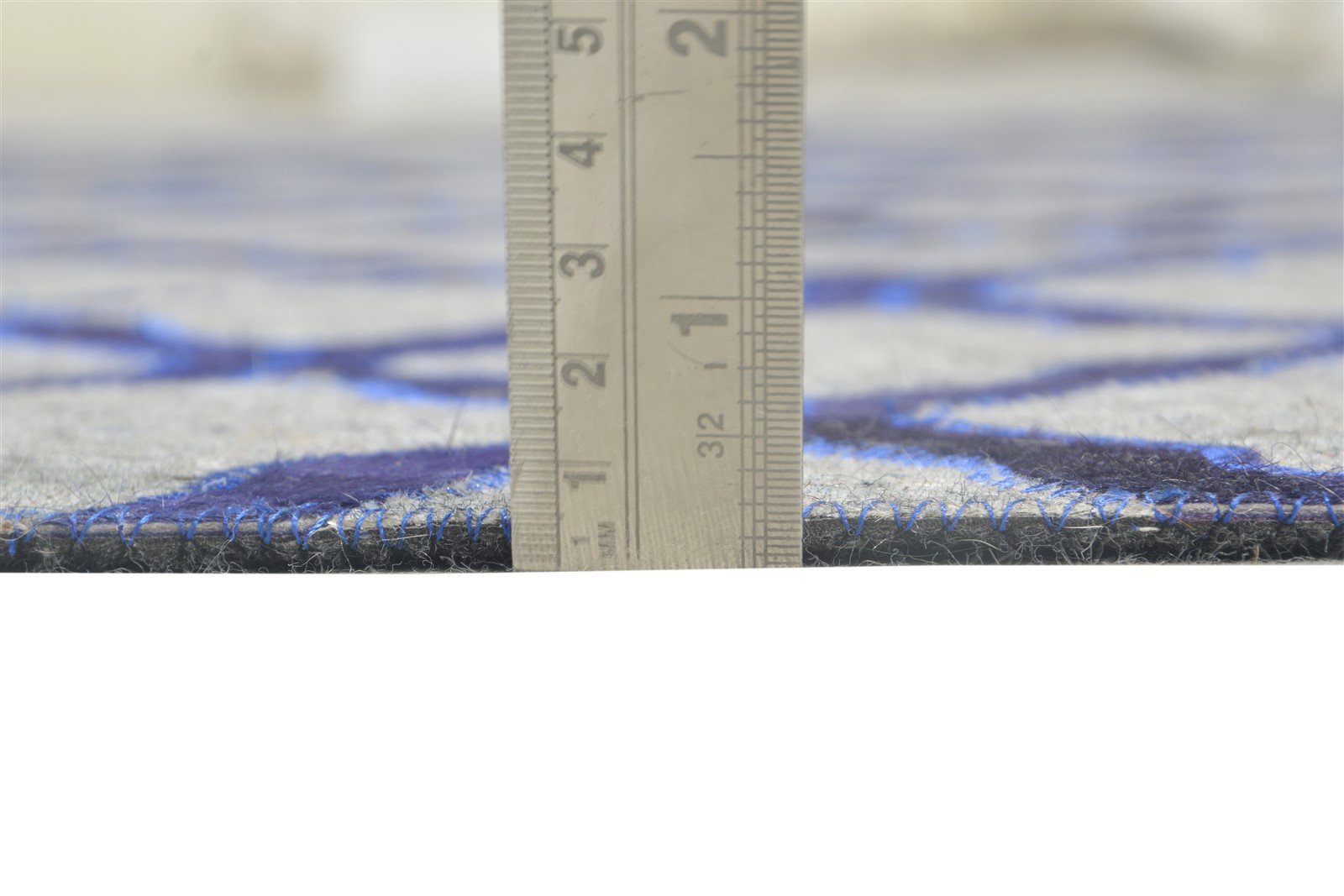 6X6 Rug Leather / Cotton Blue Modern Hand Woven Moroccan Trellis Room Size 7864915394709
