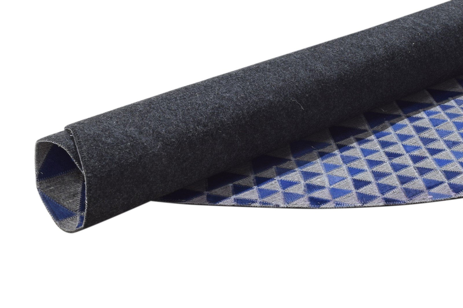 6X6 Rug Leather / Cotton Blue Modern Hand Woven Scandinavian Triangles Room Size 7864945770645