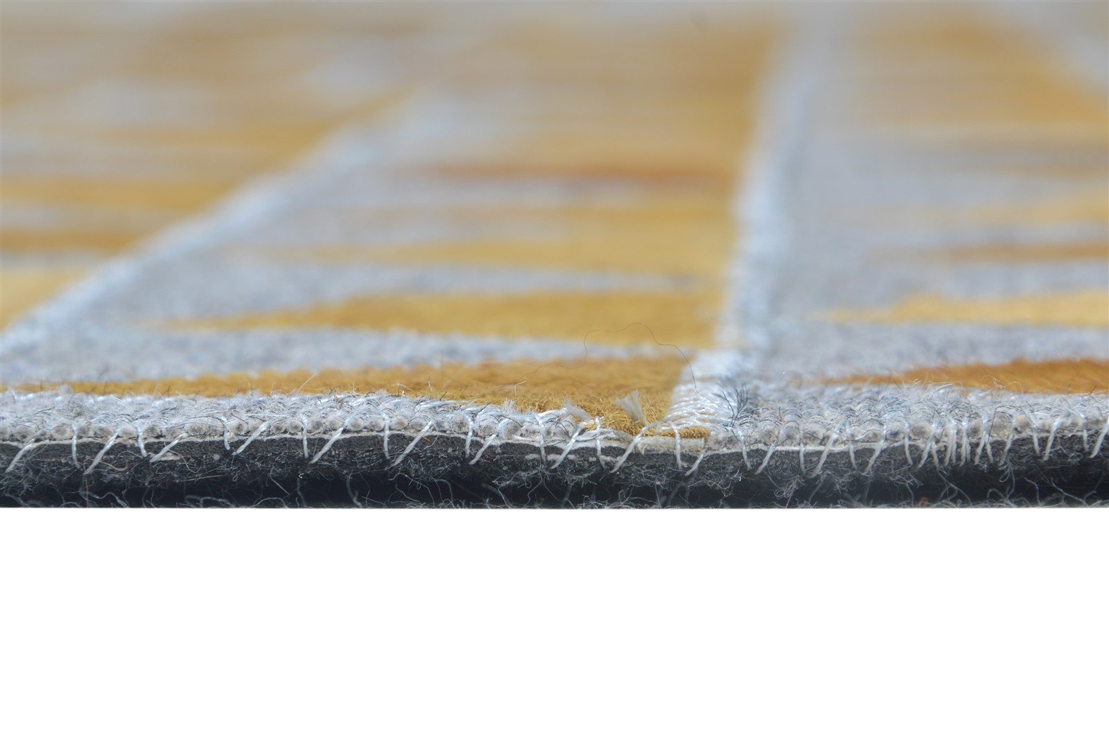 6X6 Rug Leather / Cotton Gold Modern Hand Woven Scandinavian Triangles Room Size 7864937578645