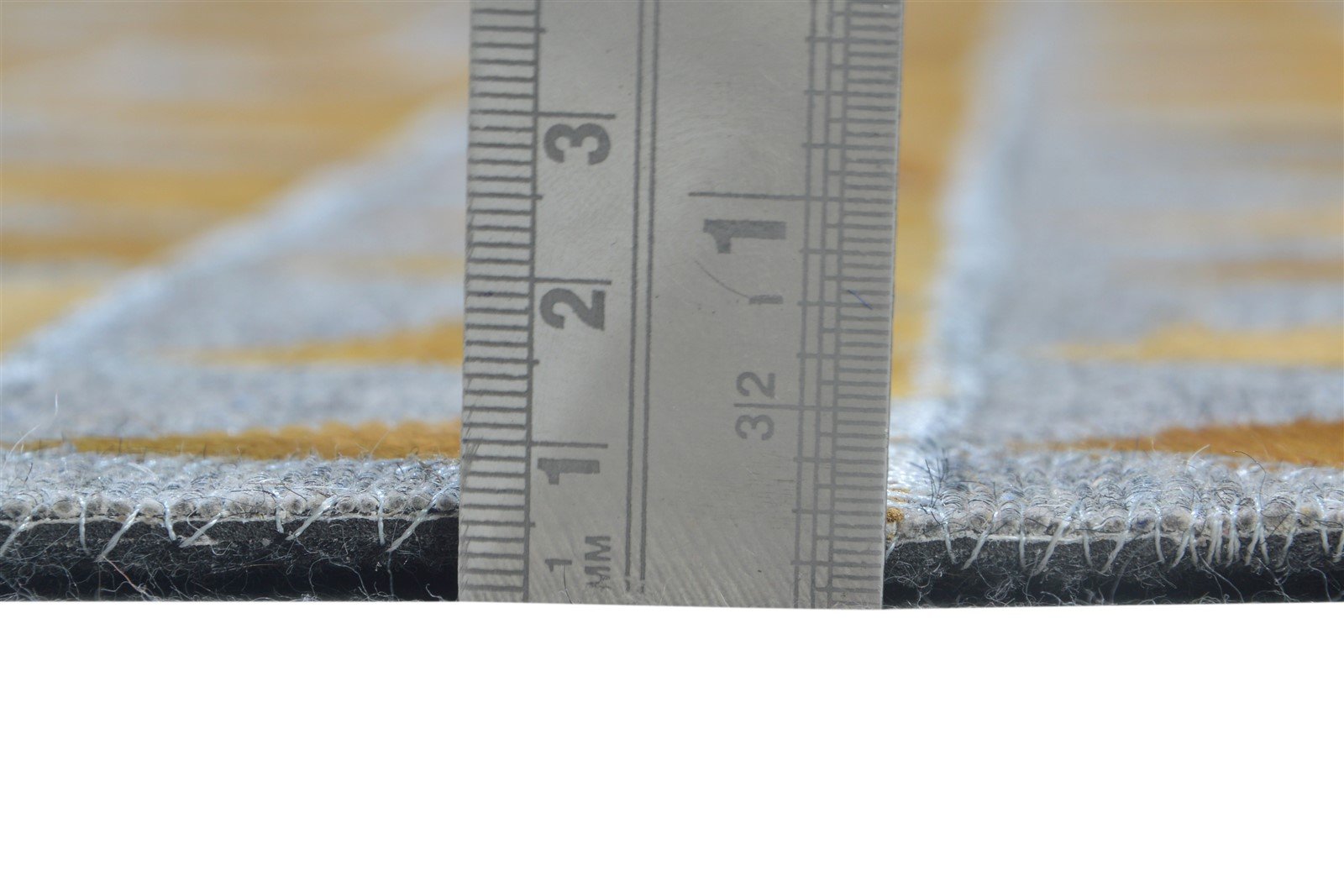 6X6 Rug Leather / Cotton Gold Modern Hand Woven Scandinavian Triangles Room Size 7864937578645