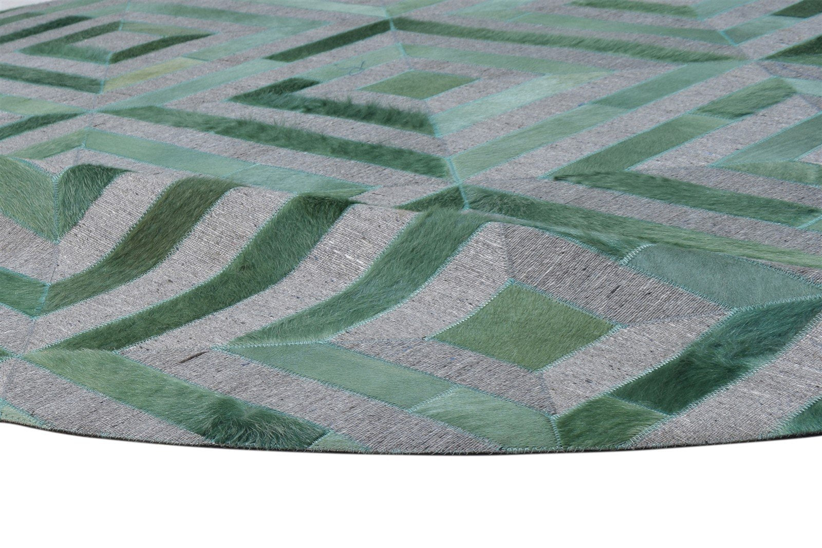 6X6 Rug Leather / Cotton Green Modern Hand Woven Moroccan Diamond Room Size 7864863752341