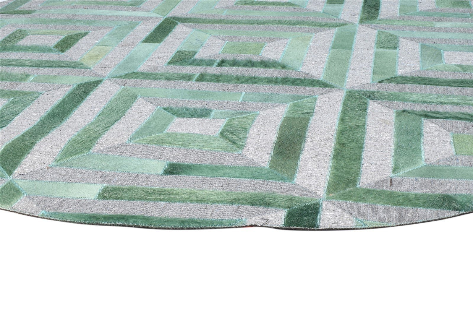 6X6 Rug Leather / Cotton Green Modern Hand Woven Moroccan Diamond Room Size 7864863752341
