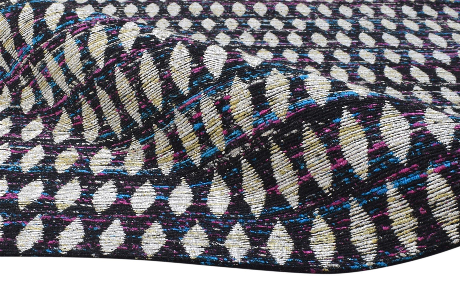6X8 Rug Polyester Black Modern Jacquard Loom Scandinavian Nordic Room Size 7865007079573