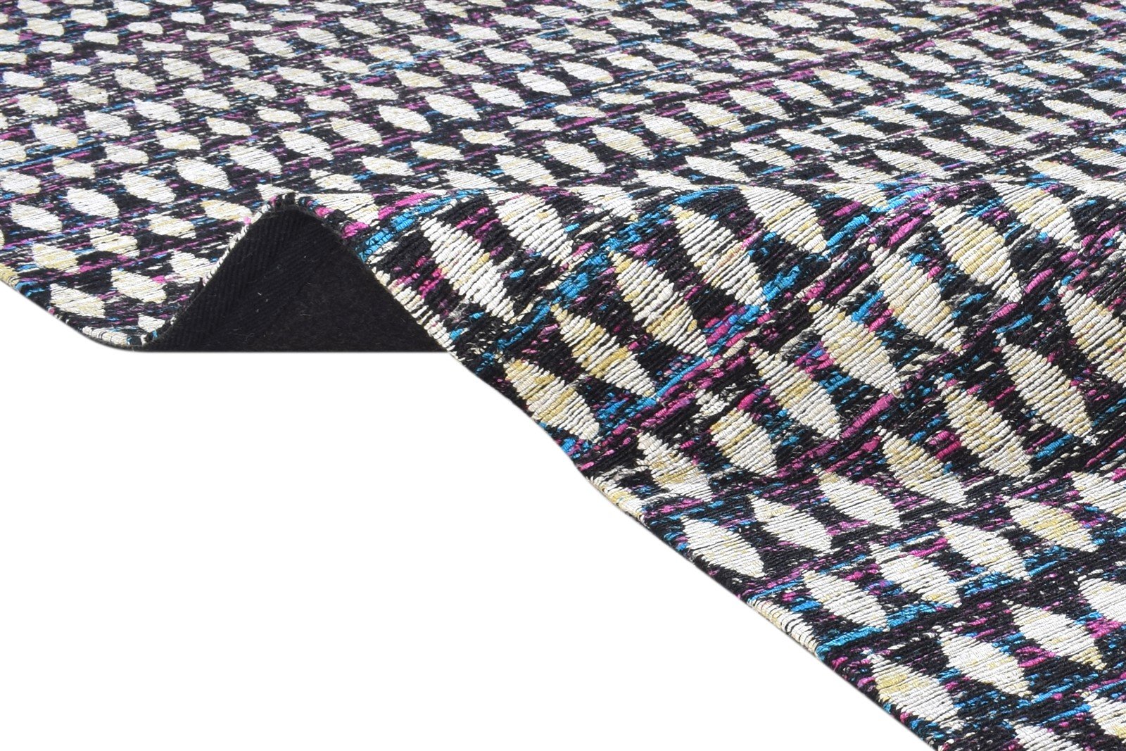 6X8 Rug Polyester Black Modern Jacquard Loom Scandinavian Nordic Room Size 7865007079573