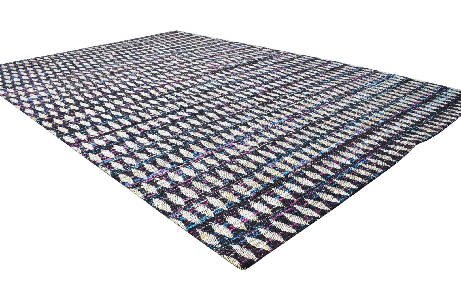 6X8 Rug Polyester Black Modern Jacquard Loom Scandinavian Nordic Room Size 7865007079573