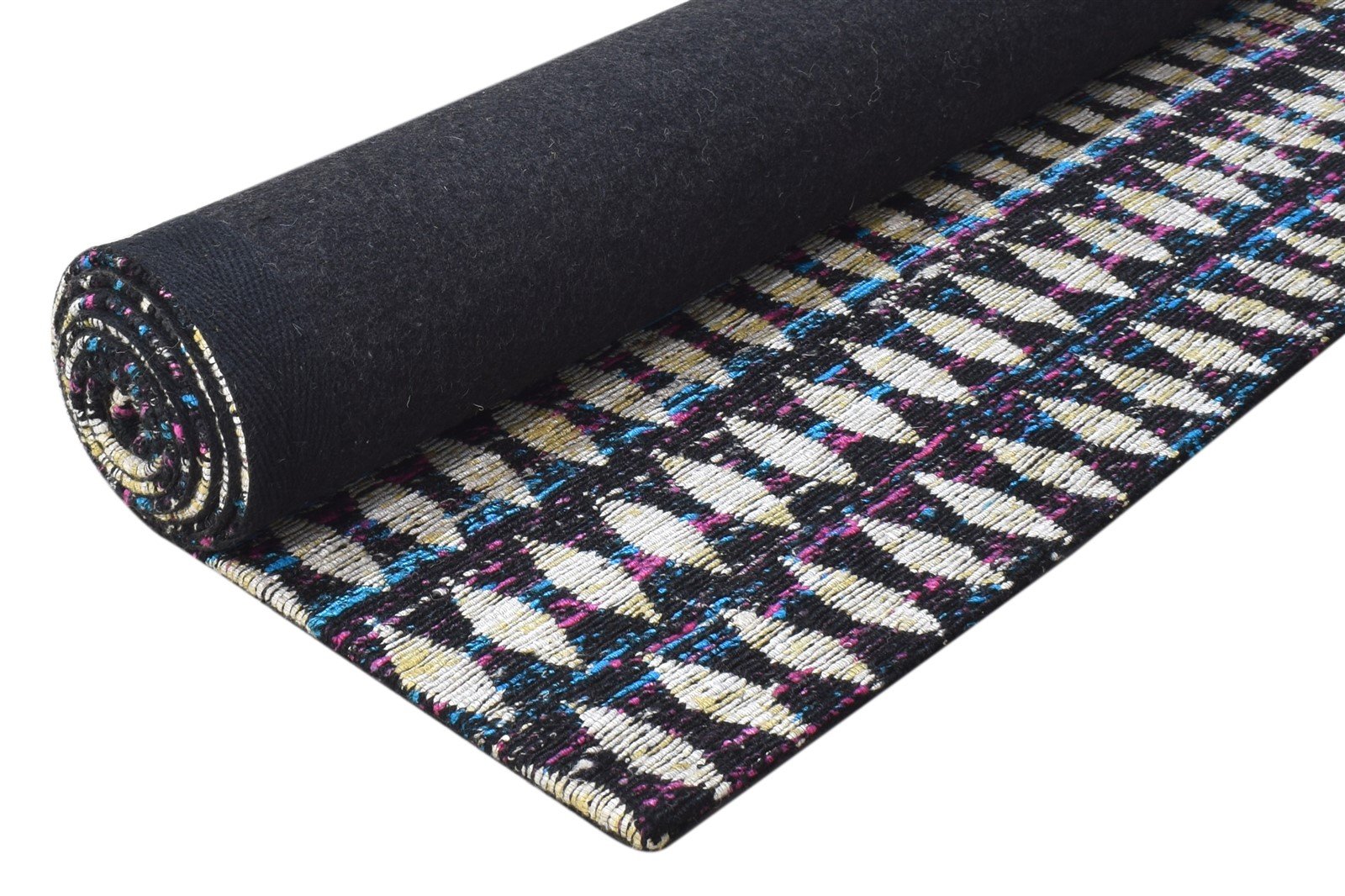 6X8 Rug Polyester Black Modern Jacquard Loom Scandinavian Nordic Room Size 7865007079573