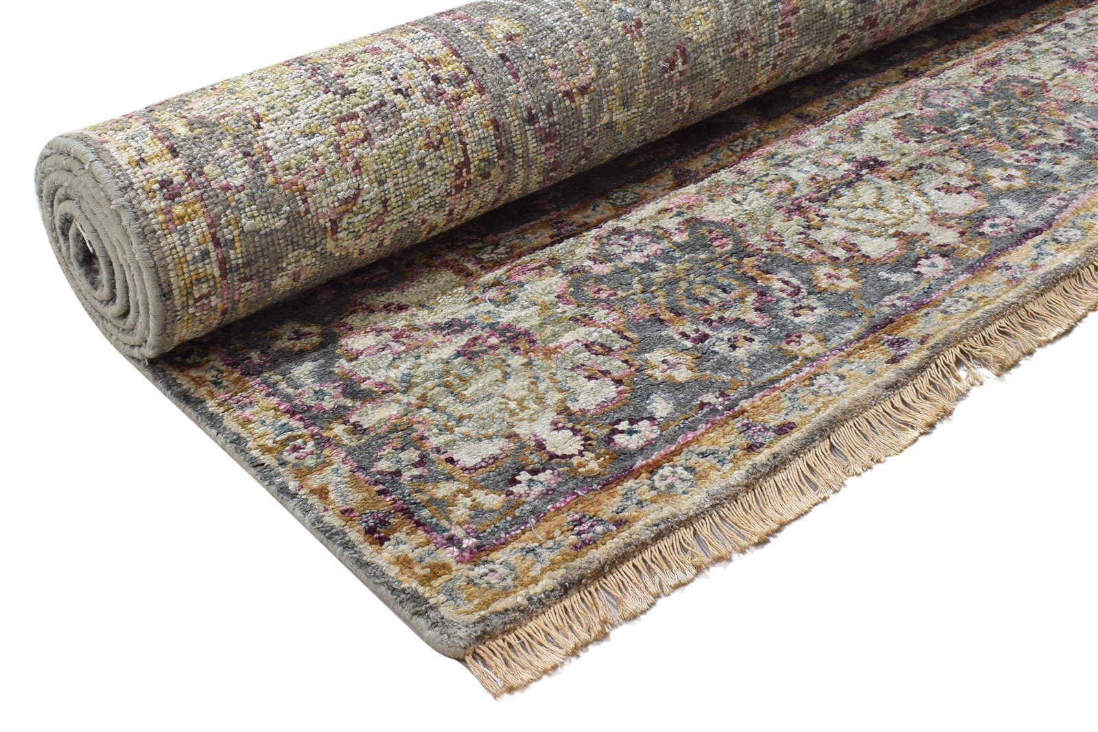 6X8 Rug Silk Dark Grey Persian Hand Knotted Bohemian Oriental Room Size Carpet 7864099078293