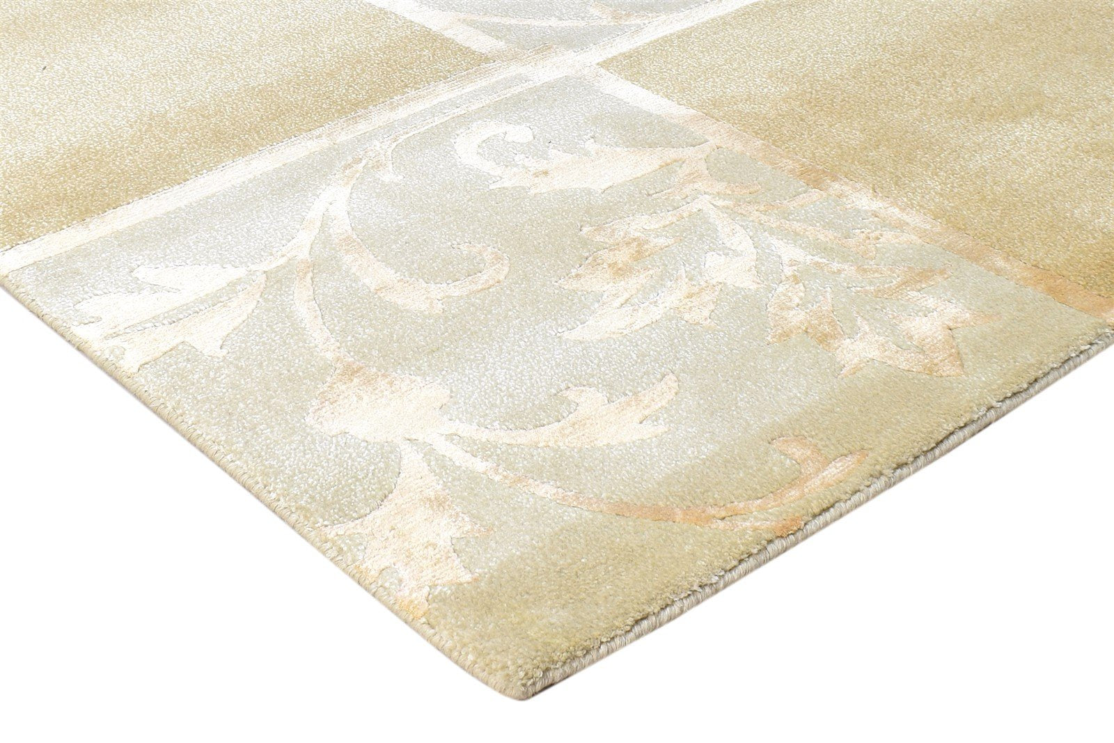 6X8 Rug Wool / Silk Brown Modern Hand Knotted Scandinavian Geometric Room Size 7865096732821