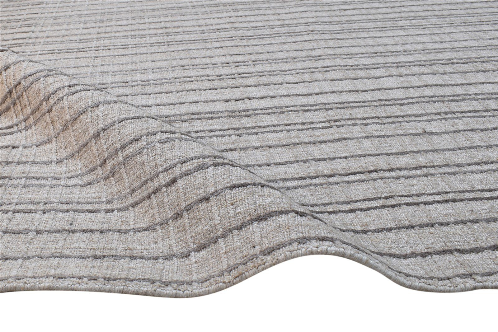 6X8 Rug Wool / Silk Sand Modern Handloom Scandinavian Plaids Room Size Carpet 7864163238037