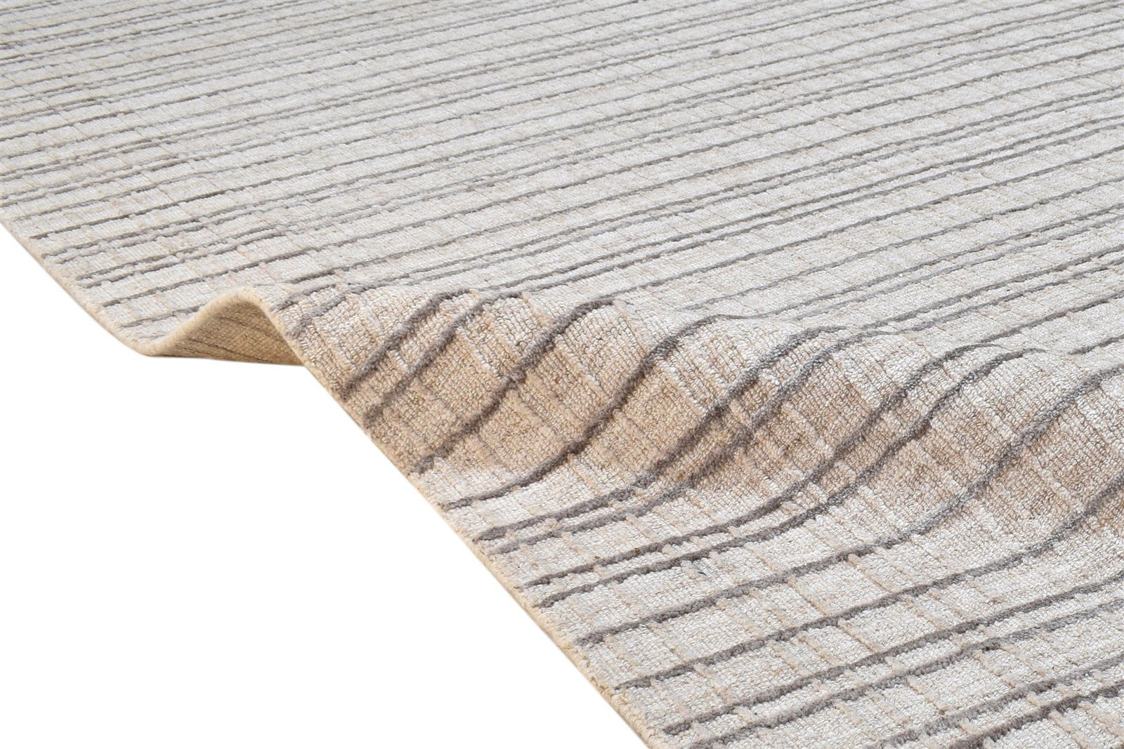 6X8 Rug Wool / Silk Sand Modern Handloom Scandinavian Plaids Room Size Carpet 7864163238037