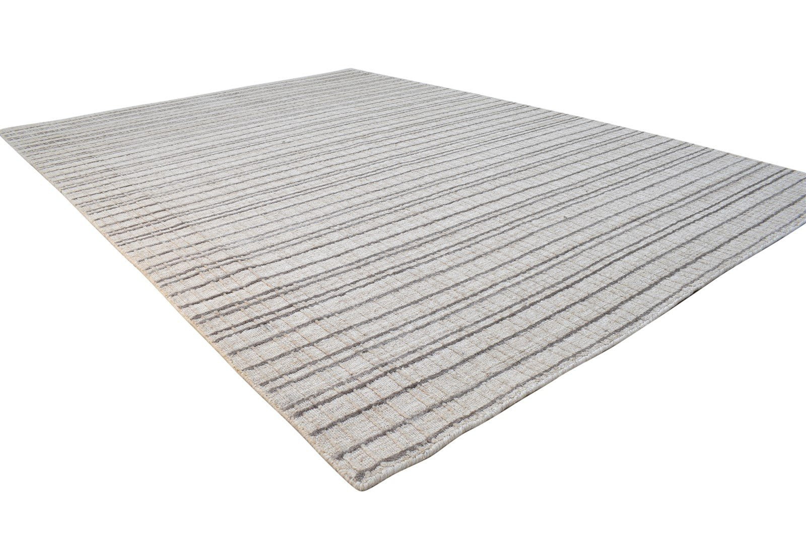 6X8 Rug Wool / Silk Sand Modern Handloom Scandinavian Plaids Room Size Carpet 7864163238037