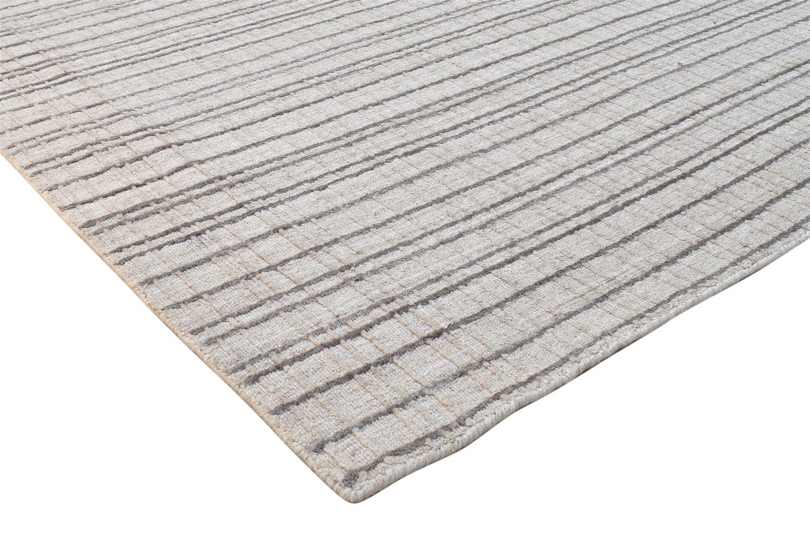 6X8 Rug Wool / Silk Sand Modern Handloom Scandinavian Plaids Room Size Carpet 7864163238037