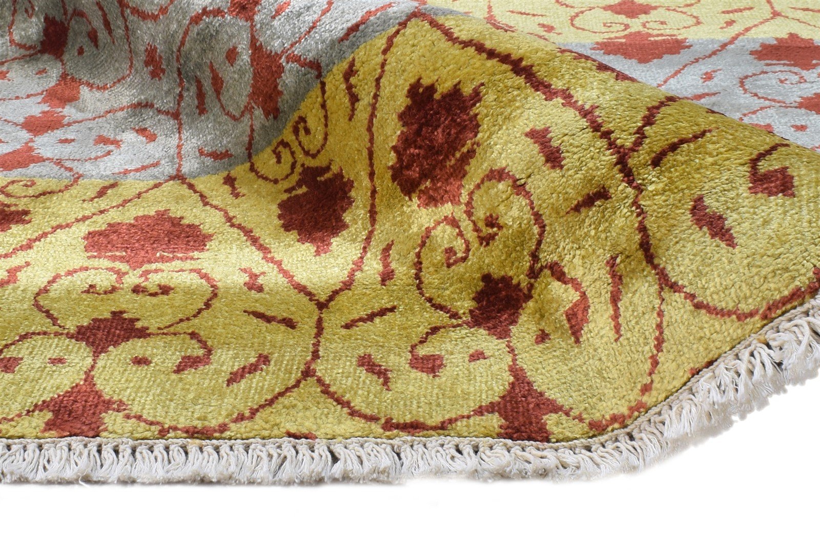 6X9 Rug Rayon From Bamboo Gold Modern Hand Knotted Moroccan Abstract Room Size 7865107284117