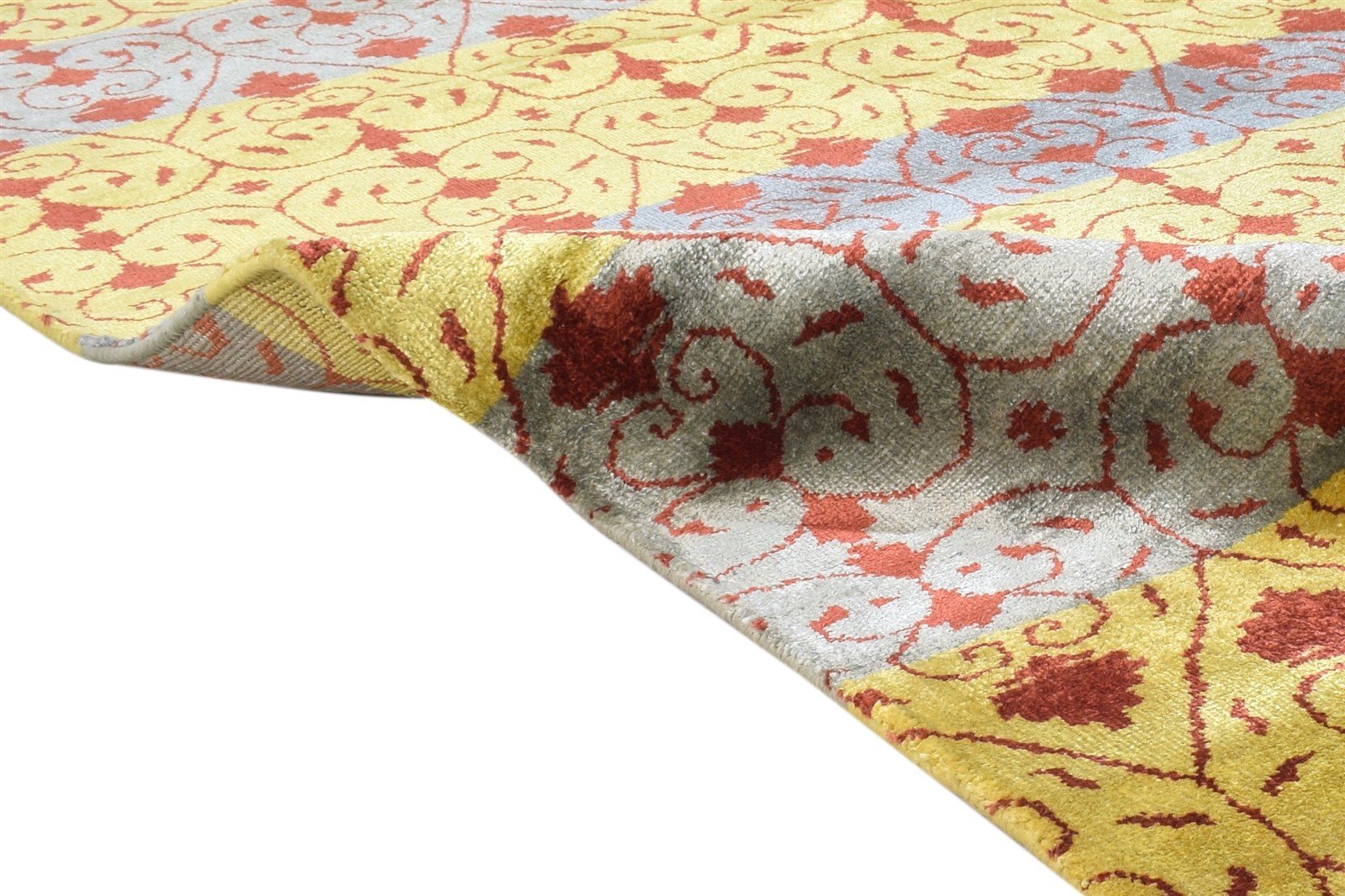 6X9 Rug Rayon From Bamboo Gold Modern Hand Knotted Moroccan Abstract Room Size 7865107284117