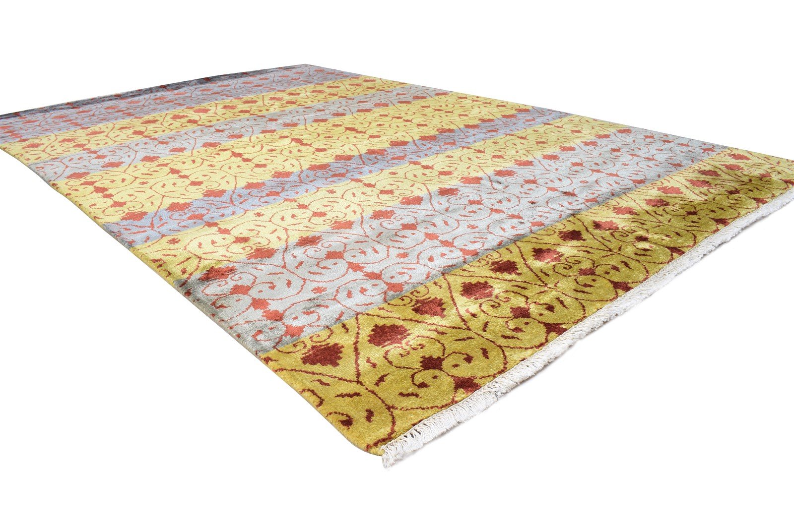 6X9 Rug Rayon From Bamboo Gold Modern Hand Knotted Moroccan Abstract Room Size 7865107284117