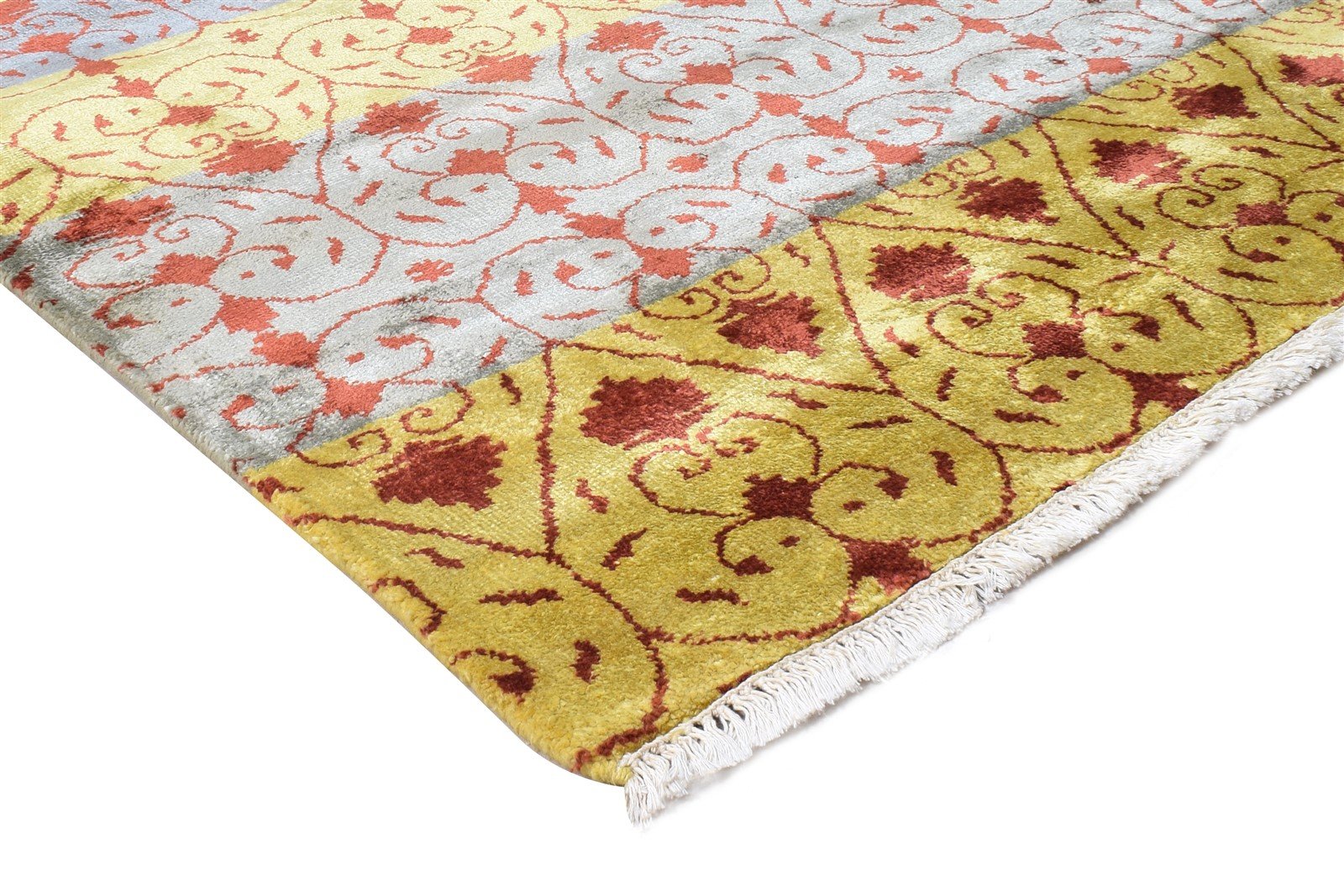 6X9 Rug Rayon From Bamboo Gold Modern Hand Knotted Moroccan Abstract Room Size 7865107284117