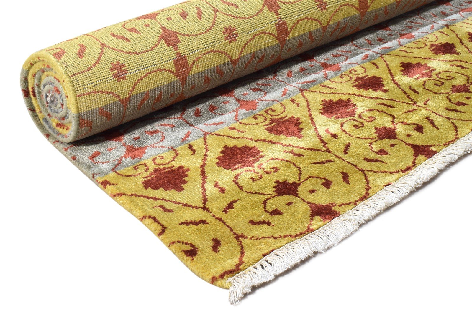 6X9 Rug Rayon From Bamboo Gold Modern Hand Knotted Moroccan Abstract Room Size 7865107284117