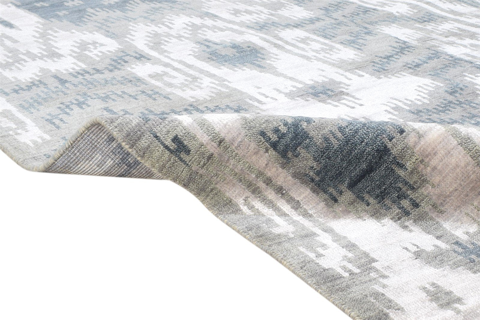 6X9 Rug Rayon From Bamboo Grey Modern Hand Knotted European Ikat Room Size 7865000001685