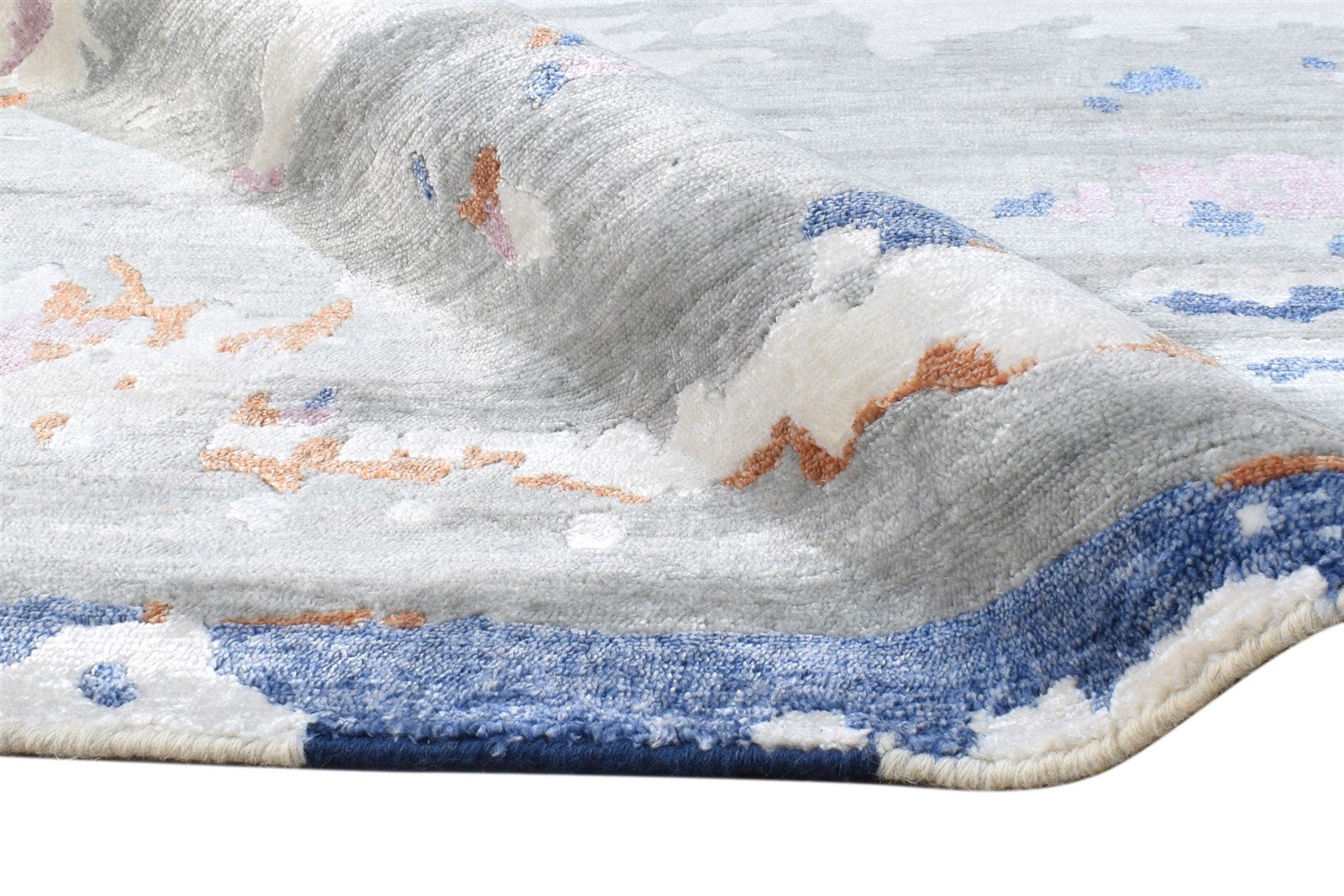 6X9 Rug Rayon From Bamboo Grey Modern Hand Knotted French Abstract Room Size 7864999116949