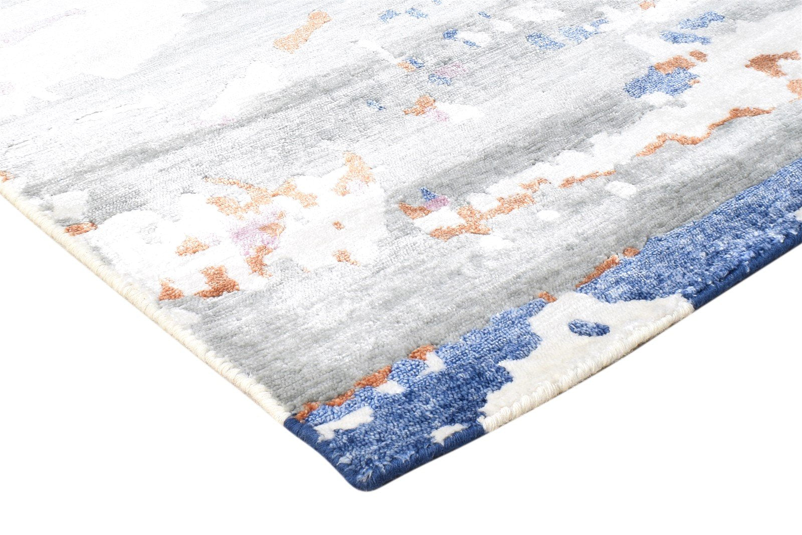 6X9 Rug Rayon From Bamboo Grey Modern Hand Knotted French Abstract Room Size 7864999116949