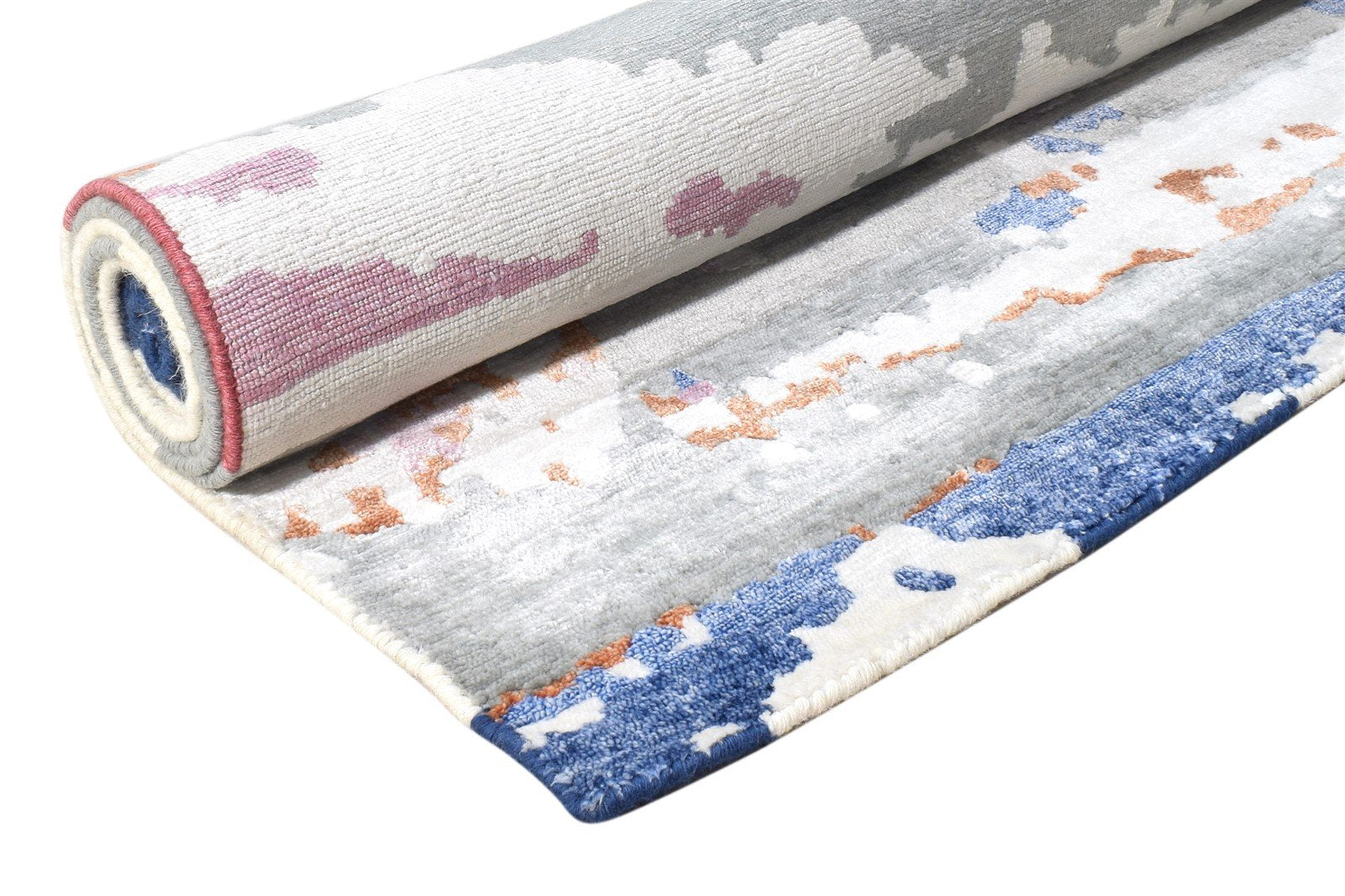6X9 Rug Rayon From Bamboo Grey Modern Hand Knotted French Abstract Room Size 7864999116949