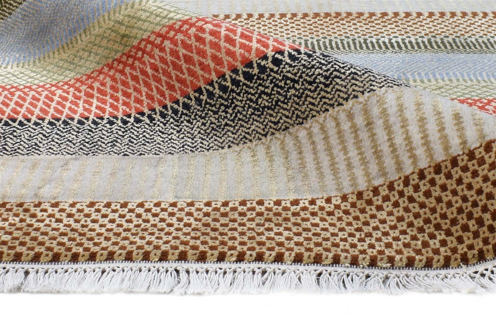 Ara 6X9 Rug Wool Multi Color Modern Hand Knotted Scandinavian Striped 7865149259925